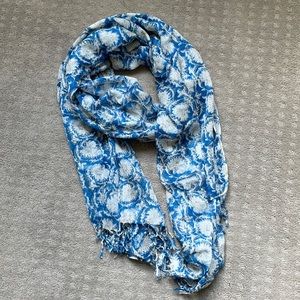 NWOT Blue silky scarf or wrap pashmina with fringe